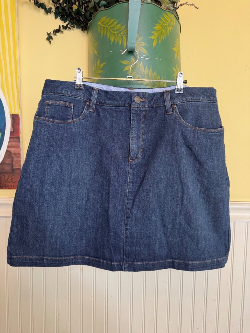 Croft & Barrow Womens Stretch Denim Skirt Size 18 Dark Wash 5-Pocket Style